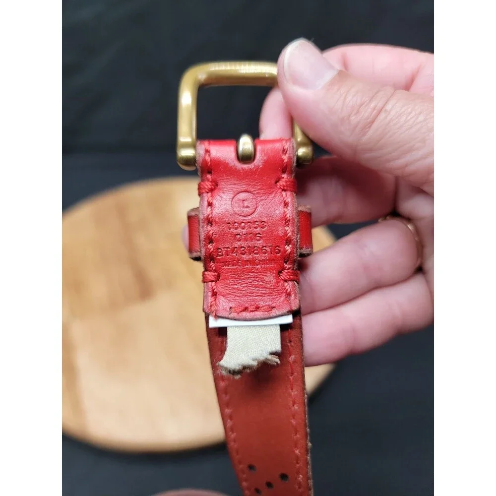 Vtg Fossil Red Leather Perforated Belt Size Large 35-41